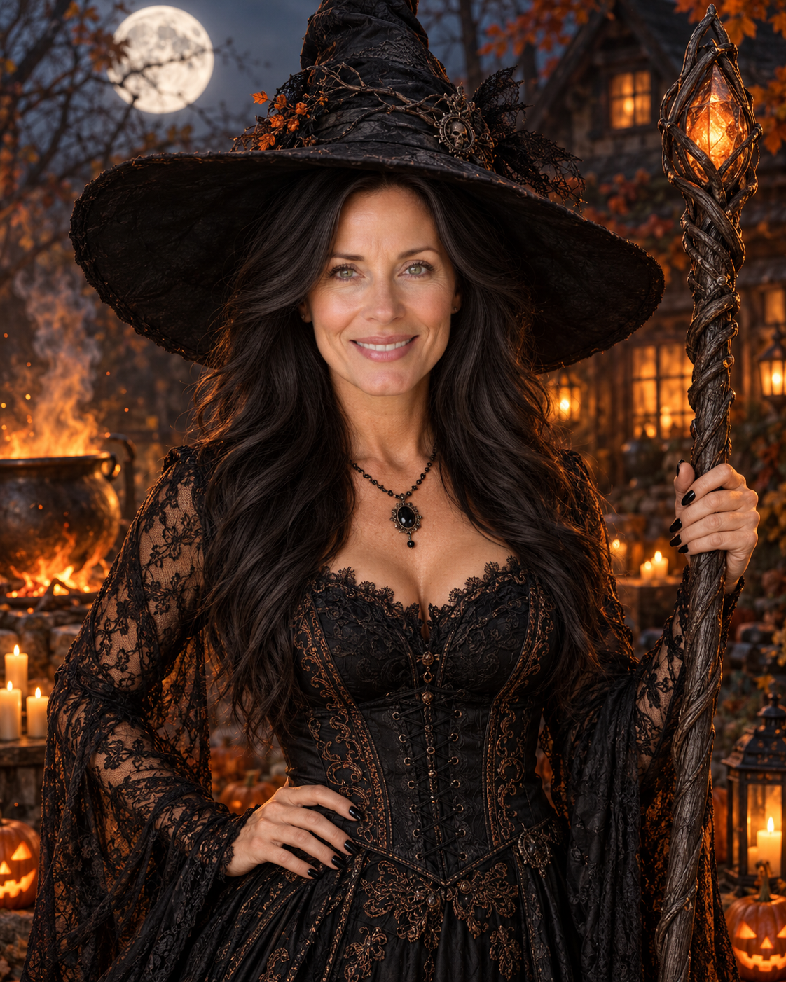 Moonlit Witch of the Autumn Cottage