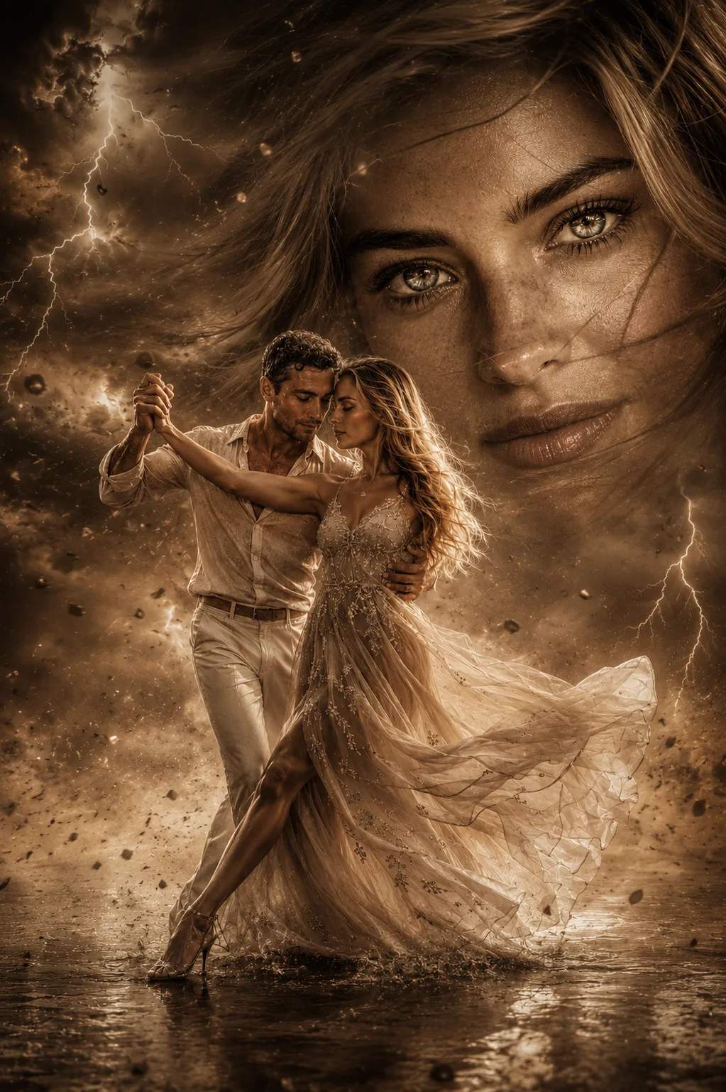 A couple dancing in a dust storm